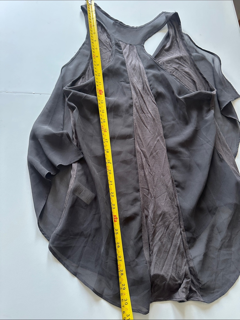 L—Doe & Rae Charcoal Gray Chiffon Racerback Camisole - Picture 11 of 11